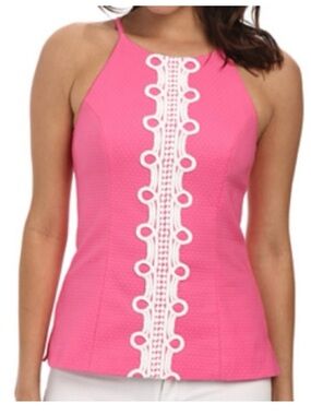 LILLY PULITZER
Annabelle Pink White
Halter Tank Top Blouse
Size 10